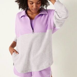 VICTORIAS SECRET PINK NWT VARSITY HALF ZIP PULLOVER SWEATER JACKET TOP  XL